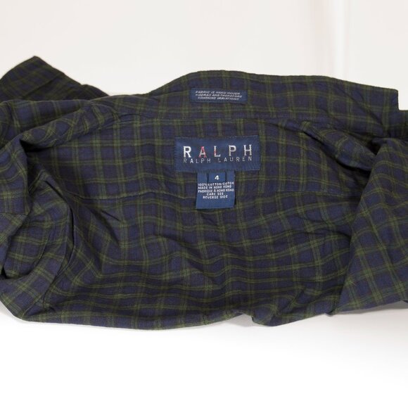 Vintage 90s Ralph Lauren Plaid Cotton Mandarin Collar Shirt – Made in Hong Kong - Picture 2 of 5